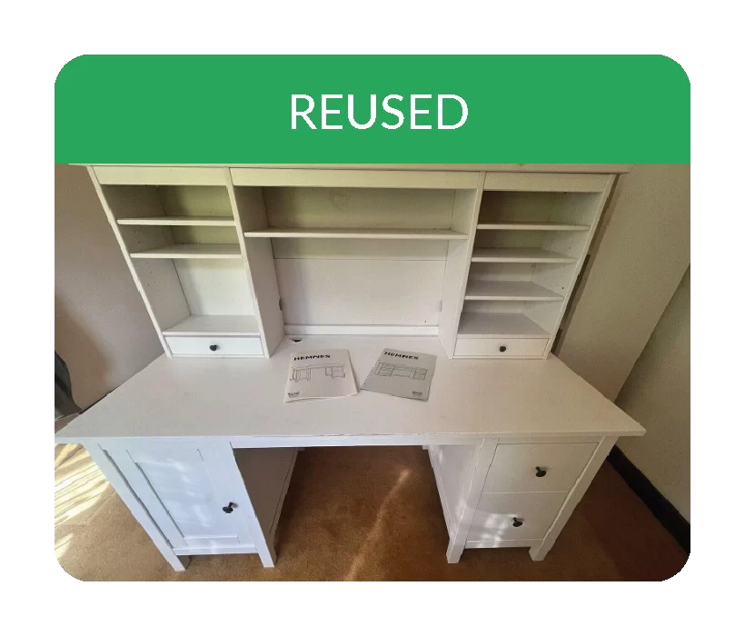 white desk collected for recycling that was reused for £0