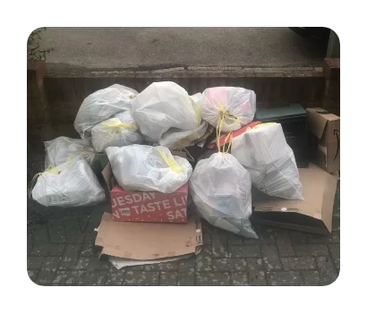 rubbish bags and cardboard junk removal for £20