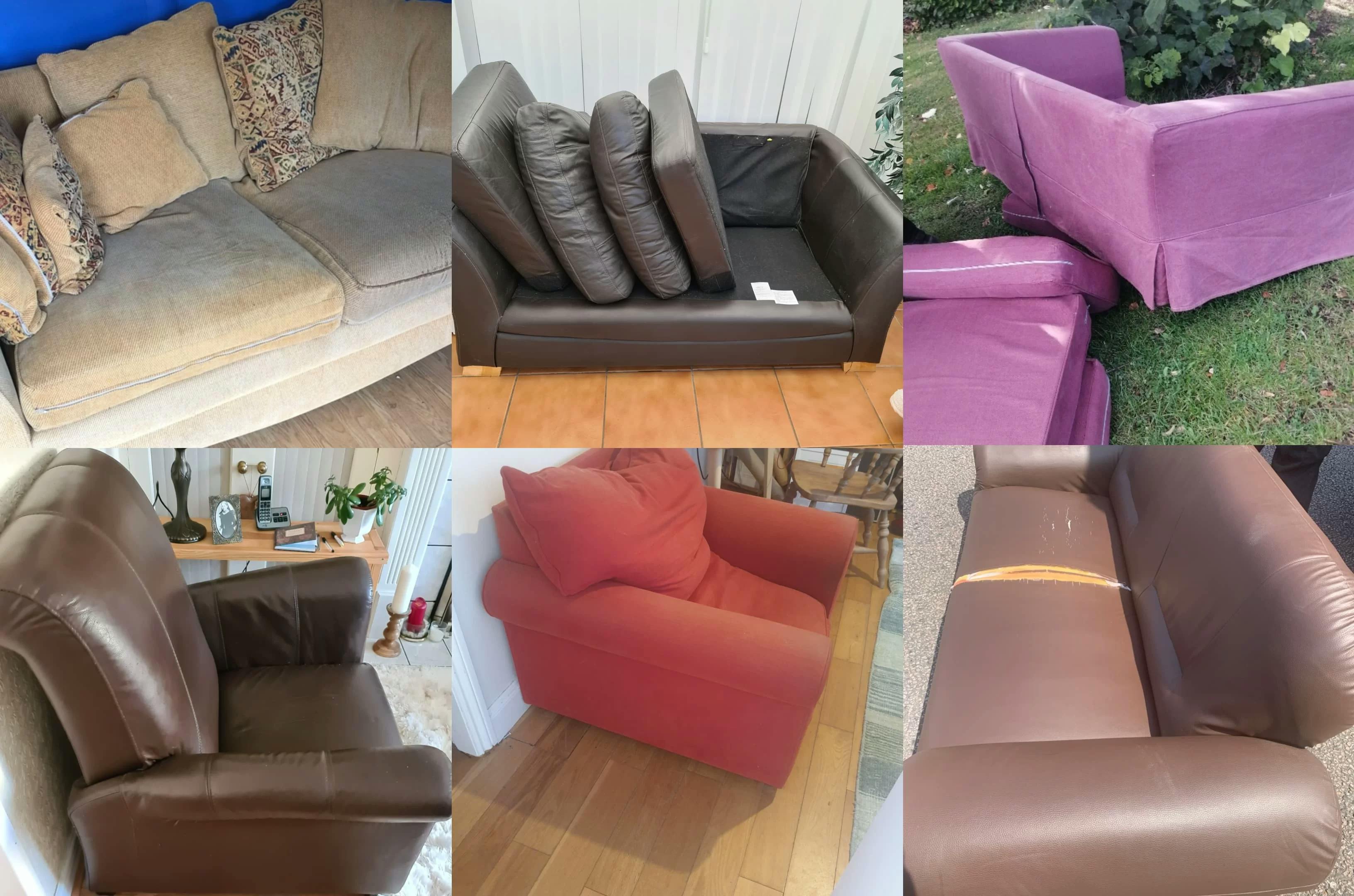 collection of recycled sofas